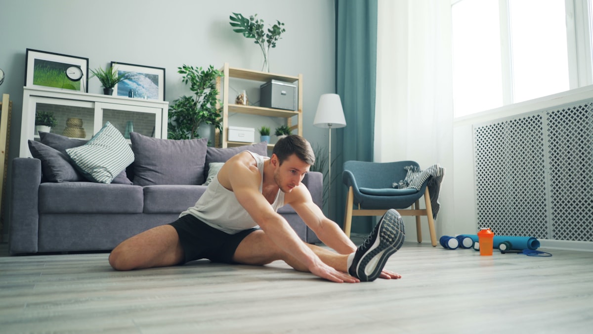 Active man enjoying morning energy boost